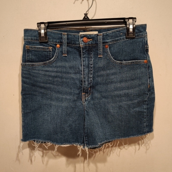 Madewell Pants - Madewell High Rise Blue Denim Shorts Sz 26 Raw Hem Travel Vacation Summer Casual